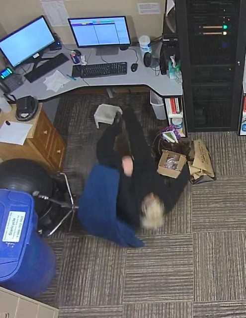 Jackie falling on the floor